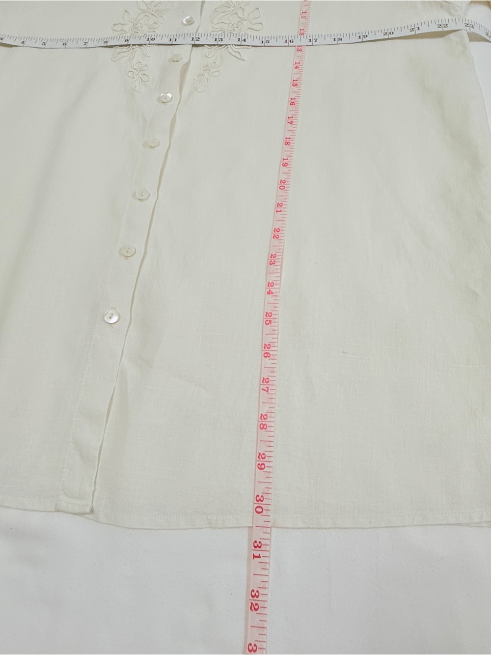Cream Embroidered Button-Front Blouse - Picture 11 of 14